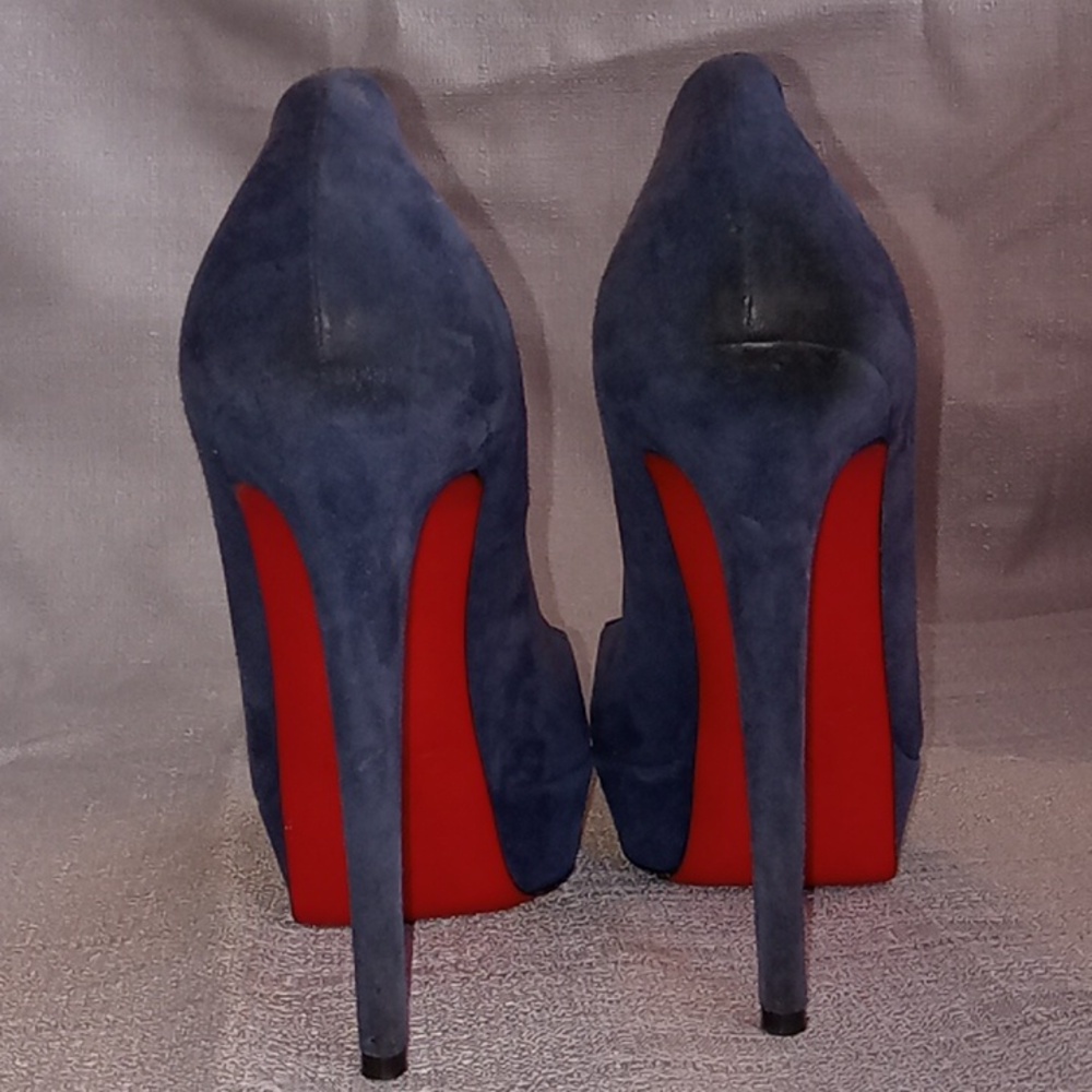 Christian Louboutin Bianca blue suede platform heels
